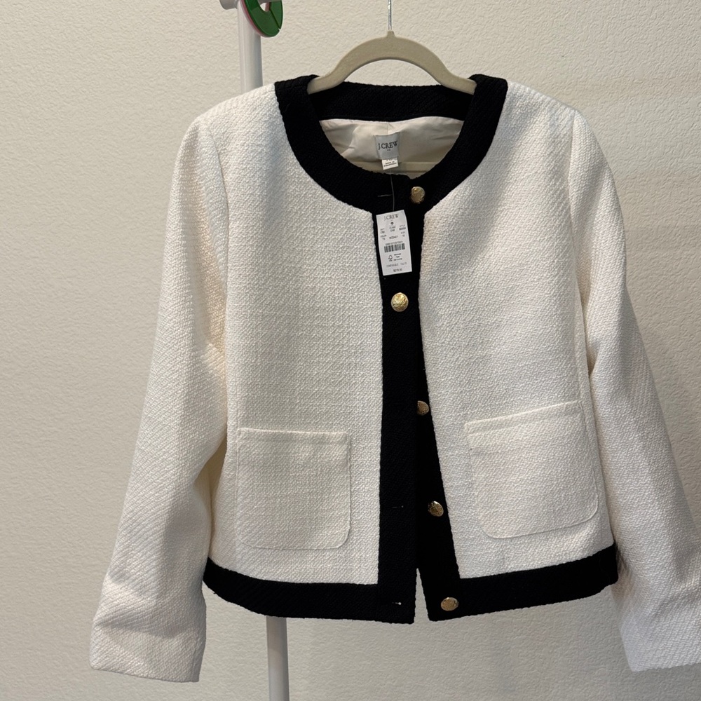 J. Crew Black and White Lady Jacket with Gold Accents